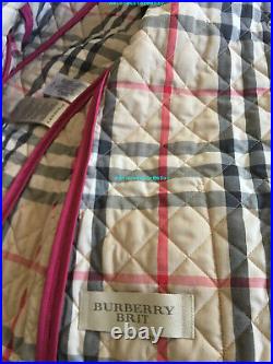 100% Authentic Nwt Burberry Brit Quilted Coat Size Small Color Pink Azalea