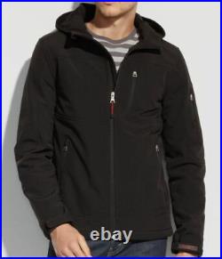 $180 GUESS Men's Black Hooded Soft Shell Coat Jacket Size M