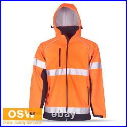 3 x Hi Vis Mens Ladies Water/Wind Resistant Softshell Hooded Warm Jackets J97