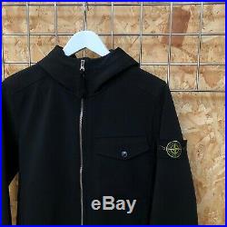 £475 Stone Island Soft Shell hooded bomber jacket black S SMALL