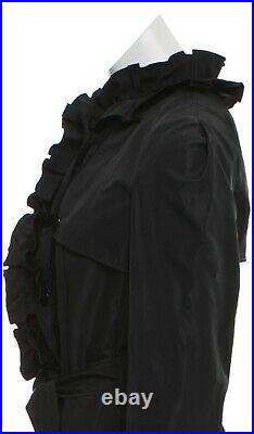 $4,100 DOLCE & GABBANA Black Long Jacket 36 38 40 2 4 Trench Coat Belt Top S D G