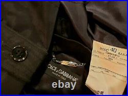 $4,100 DOLCE & GABBANA Black Long Jacket 36 38 40 2 4 Trench Coat Belt Top S D G
