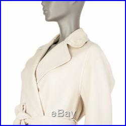 55161 auth HERMES off-white cashmere Double-Breasted Belted Coat Jacket 34 XXS