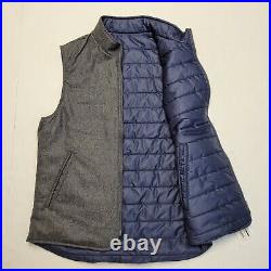 $595 New HAGEN Blue & Gray Wool Poly Reversible Quilted Puffer Vest Men's SMALL