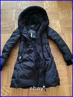 790 NEW Mackage Brigid Coat, S, Puffer Down, Knit, Leather, Hood, Jacket, LOGO, NWT