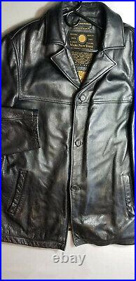 ANDREW MARC NEW YORK Men Insulated 3 Button Leather Jacket Large L Black