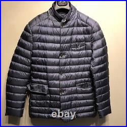 Adhoc Men's Down Hooded Puffa/Padded Jacket Navy/Dark Grey Size M Slim RRP £390