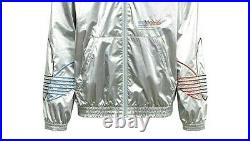 Adidas Originals Mens ADICOLOR TRICOLOR Silver Metallic Running Track Jacket