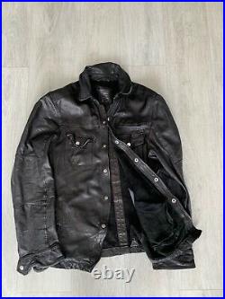 All Saints Emery Leather Shirt Jacket Black Size XS