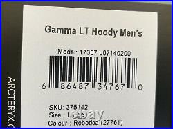 Arc'teryx Mens Large Gamma LT Hoody Jacket Soft Shell Stretch Robotica Blue Gray