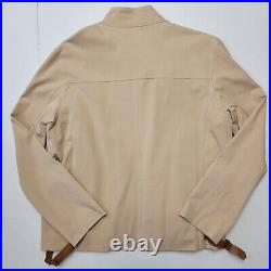 BARNEYS NEW YORK XL Light Beige Leather Trim Full Zip Button Men's Jacket NWT