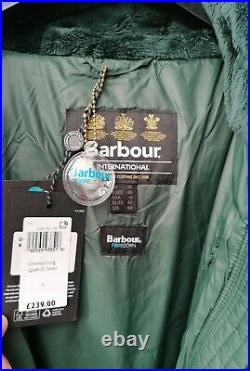 BNWT Womens Barbour International Lineout Long Quilted Coat Green UK1216 rrp£239