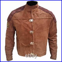 Battlestar Jacket Galactica Viper Pilot Motorcycle BSG Brown Suede Leather Coat