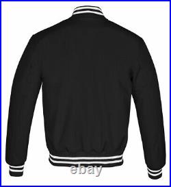 Black Soft shell Polyester Varsity Letterman Baseball College Jacket 2XS7XL