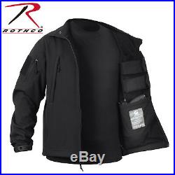Black Waterproof Police Tactical Concealed Carry Soft Shell Jacket Coat 55385