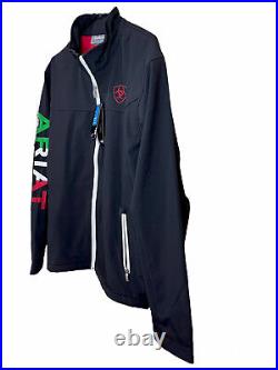 Brand New Large Ariat Men's Team Mexico Brand Black Softshell Jacket 10039009