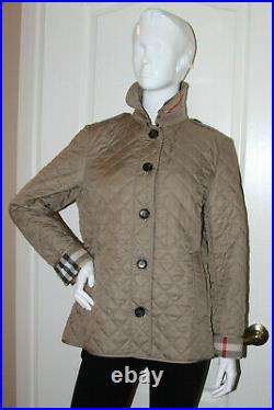 Burberry Brit Women's Ashurst Taupe Diamond Quilted Jacket Sz L