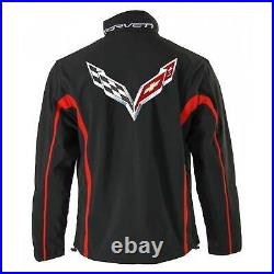 Calhoun Sportswear Men's Chevy Corvette Jacket, Embroidered Badge Logo, Black