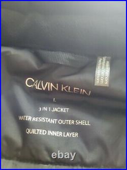 Calvin Klein Mens Large Black Soft Shell 3-in-1 Systems Jacket CM004128
