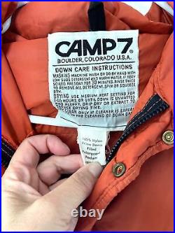Camp7 Mens Parka Orange Size Medium Goose Down Vintage Puffer Jacket Coat USA
