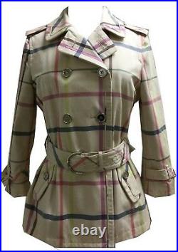 Coach 82387 Women's Alexis Tattersall Plaid Trench Coat Double Breasted Jacket M