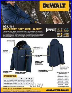 DeWalt DCHJ101D1 Soft Shell HEATED Winter Work Jacket KIT With Battery & Adaptor
