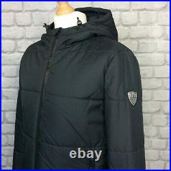 Ea7 Emporio Armani Mens Uk L Black Padded Hooded Shield Coat Jacket Rrp £260 Ad