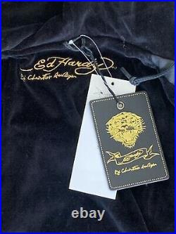 Ed Hardy by Christian Audigier Womens Panther & Rhinestones Women Leather Jacket