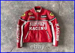 Ferrari Motorbike Leather Jacket Vintage Cowhide Leather Jacket