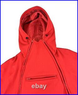 Giorgio Armani Neve Softhell Hooded Jacket Mens Size XL Red Full Side Zip Lined