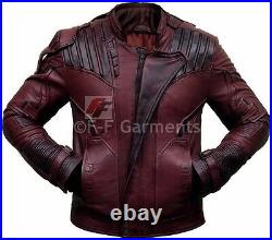 Guardians of the Galaxy 2 Star Lord Chris Pratt Maroon Real Leather Jacket