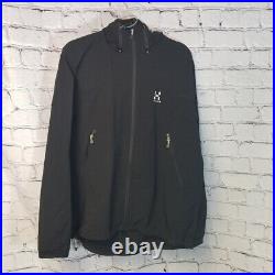 Haglofs black hooded insulated soft shell jacket mens XL Sweden