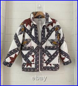 Handmade Upcycled Jacket Multicolor Patchwork Art to Wear Coat Quilted women S