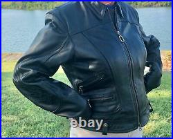 Harley Davidson Black Leather Riding Hd Jacket L/xl
