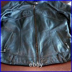 Harley Davidson Leather Black HD WILLIE G Riders Jacket Size MEDIUM
