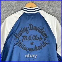 Harley Davidson Varsity Jacket Mens XL Club Milwaukee Colorblock Soft Shell Blue