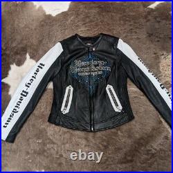 Harley Davidson Women's Stradust Bling Leather Hd Riding Jacket Xs