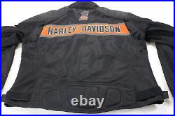 Harley davidson mens jacket L black orange Trenton reflective mesh zip bar gray