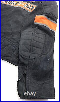 Harley davidson mens jacket L black orange Trenton reflective mesh zip bar gray