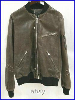 Hoon Soft Leather Bomber Jacket Mens Small Cocoa Brown Intentional Distressed