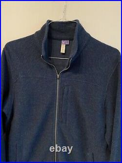 IBEX JACKET Full zip sz Large L Navy Blue coat soft shell Merino Wool Zque
