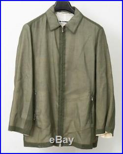 Jil Sander Women's Sheer Double Layer Olive Green Zippered Light Jacket Size 36