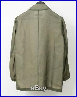 Jil Sander Women's Sheer Double Layer Olive Green Zippered Light Jacket Size 36