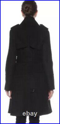 Karen Millen Black Winter Coat Military Trench Tailored Long Wool Jacket 6 to 14