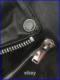 Karl Lagerfeld Genuine Leather Black Motorcycle Biker Jacket Men's Sz Medium EUC