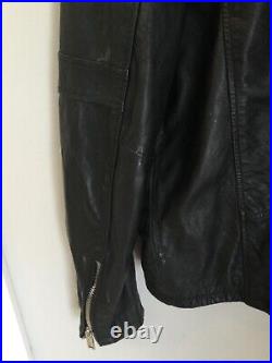 Karl Lagerfeld Genuine Leather Black Motorcycle Biker Jacket Men's Sz Medium EUC