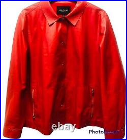 LAFAYETTE 148 Women's XL Red Genuine Leather Lightweight Shirt Jacket Blazer