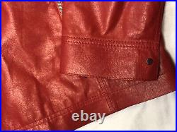 LAFAYETTE 148 Women's XL Red Genuine Leather Lightweight Shirt Jacket Blazer