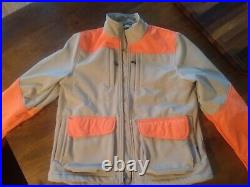LL Bean Upland Game Hunting Soft Shell Mens Jacket Orange Large L Vintage Fleece