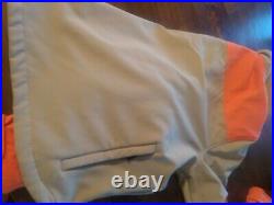 LL Bean Upland Game Hunting Soft Shell Mens Jacket Orange Large L Vintage Fleece